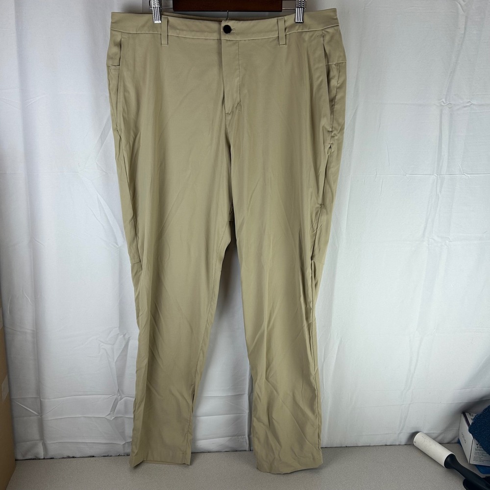 Lululemon ABC Pants 38x32 Mens Khaki Slim Fit Technical Performance Golf Casual